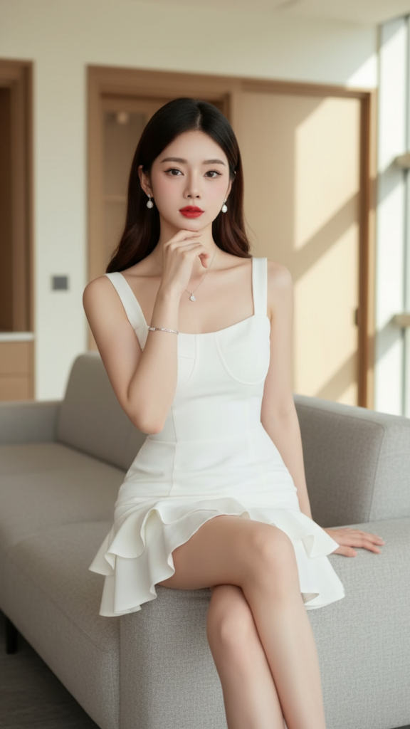 Bức chân dung tuyệt đẹp của cô gái trẻ tự tin và thanh lịch trong không gian hiện đại