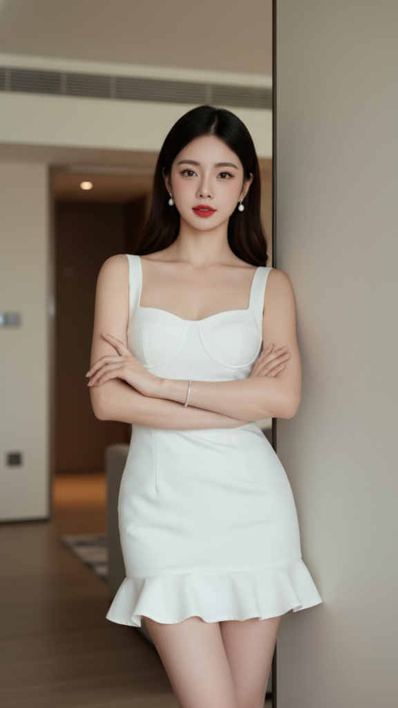 Chân dung cô gái trẻ với phong cách thanh lịch và tự tin trong không gian hiện đại