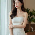 Chân dung hiện thực của cô gái trẻ thanh lịch trong không gian ấm cúng và hiện đại