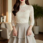 Chân dung thanh lịch của cô gái trẻ trong không gian ấm cúng và tinh tế