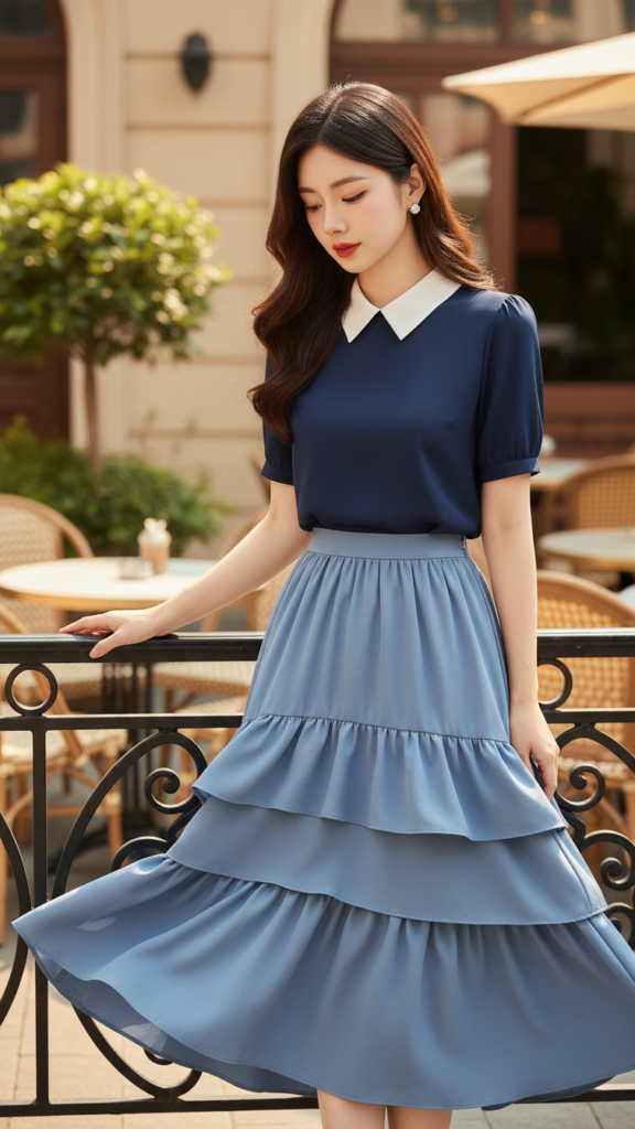 Chân dung thanh lịch của cô gái trẻ giữa khung cảnh quán cà phê sang trọng