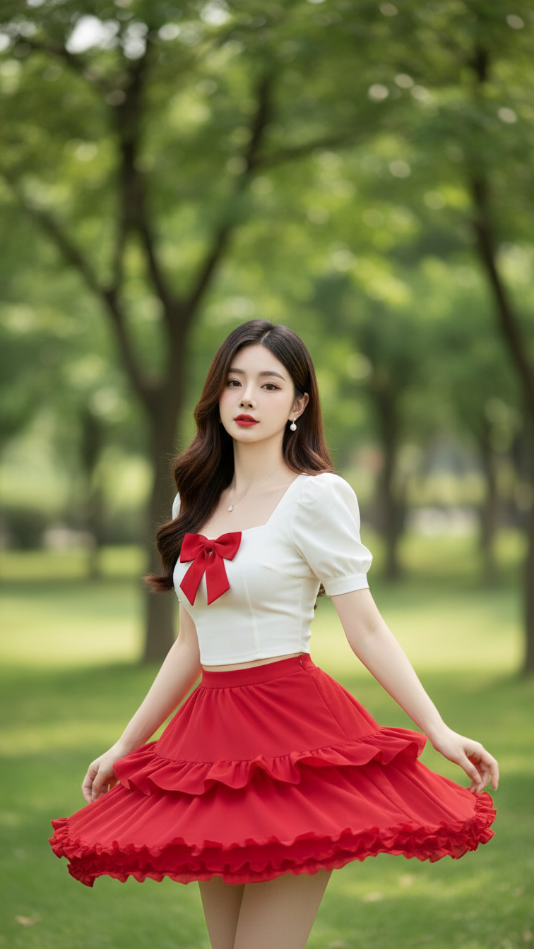 Tạo chân dung cô gái trẻ tinh tế giữa công viên xanh tươi tự nhiên