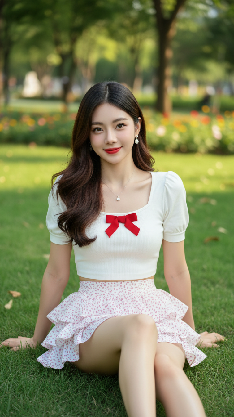 Chân dung cô gái trẻ đầy phong cách giữa công viên xanh tươi gần gũi và thanh bình