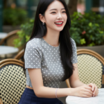 Chân dung cô gái trẻ giữa không gian quán cà phê sang trọng theo phong cách hiện đại