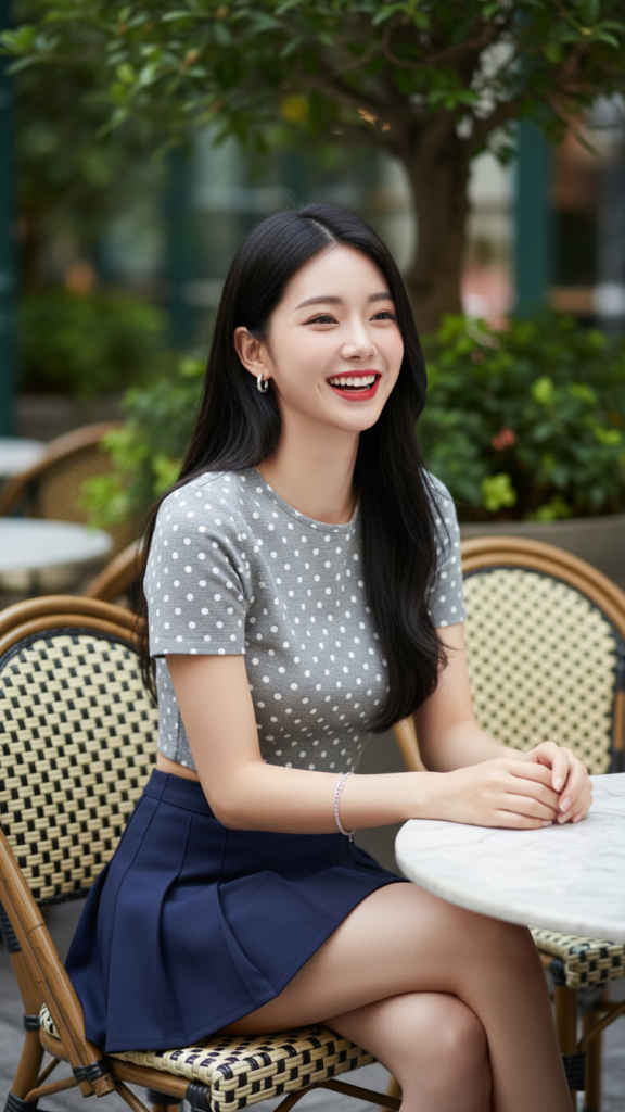 Chân dung cô gái trẻ giữa không gian quán cà phê sang trọng theo phong cách hiện đại