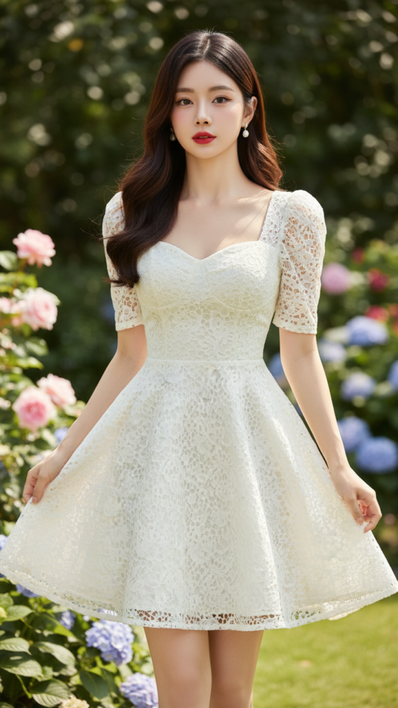 Chân dung thanh lịch của cô gái trẻ trong khu vườn rực rỡ