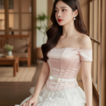 Chân dung thời thượng của cô gái trẻ trong không gian ấm cúng và tự nhiên