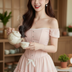 Chân dung cô gái trẻ thanh lịch trong không gian ấm cúng và tự nhiên