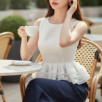 Chân dung thanh lịch của cô gái trẻ tại quán cafe sang trọng