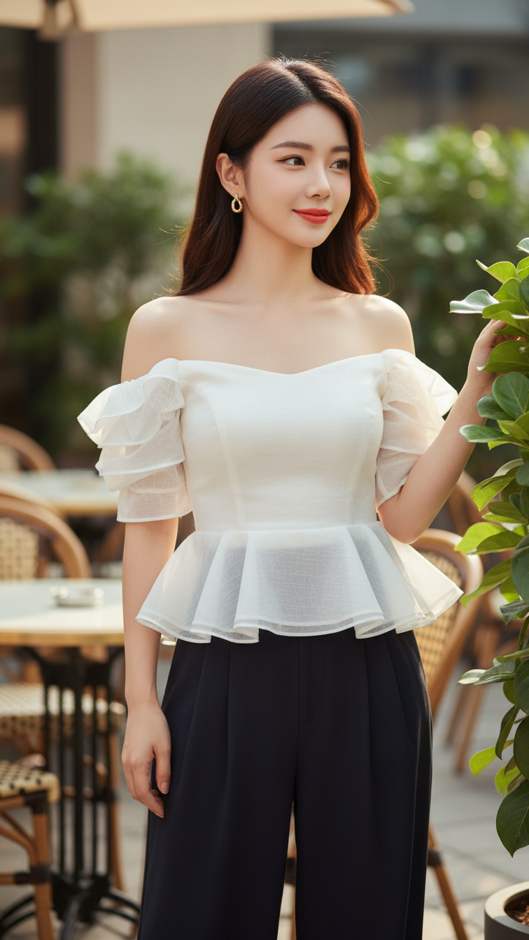 Vẽ chân dung hiện thực của cô gái thanh lịch và tự tin trong không gian sang trọng