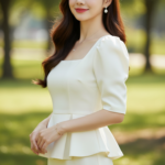 Chân dung thực tế của cô gái trẻ thanh lịch giữa thiên nhiên tươi đẹp