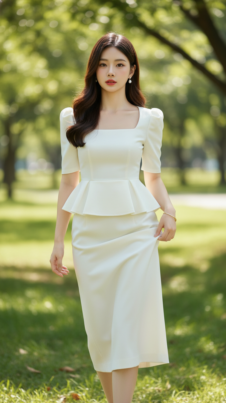 Chân dung thời trang của cô gái trẻ thanh lịch trong khung cảnh tuyệt đẹp