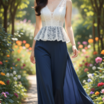 Vẽ chân dung cô gái trẻ với phong cách thời trang thanh lịch và nền tảng thiên nhiên đẹp mắt