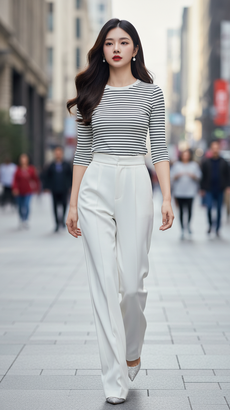 Chân dung nàng gái trẻ tự tin giữa phố xá hiện đại và phong cách.