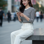 Tạo chân dung hiện thực của cô gái trẻ trong phong cách thanh lịch giữa phố thị.