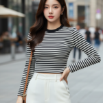 Chân dung cô gái trẻ hiện đại trong phố thị sôi động và phong cách thời trang thanh lịch