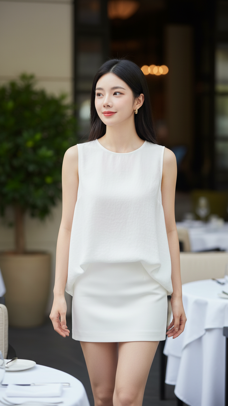 Chân dung thanh lịch của cô gái trẻ giữa không gian quán cà phê sang trọng