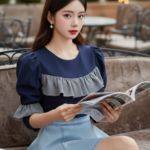 Chân dung thanh lịch của cô gái trẻ tại quán cafe sang trọng