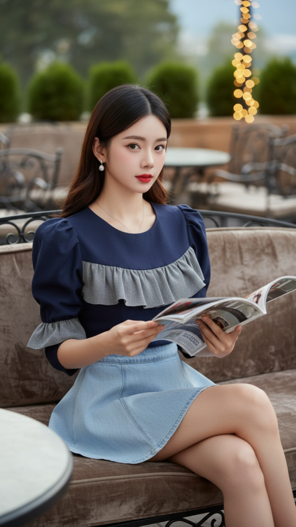 Chân dung thanh lịch của cô gái trẻ tại quán cafe sang trọng