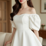 Chân dung thực tế của cô gái trẻ thanh lịch trong không gian ấm cúng