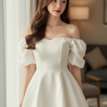 Chân dung thanh lịch của cô gái trẻ trong không gian ấm cúng và tự nhiên