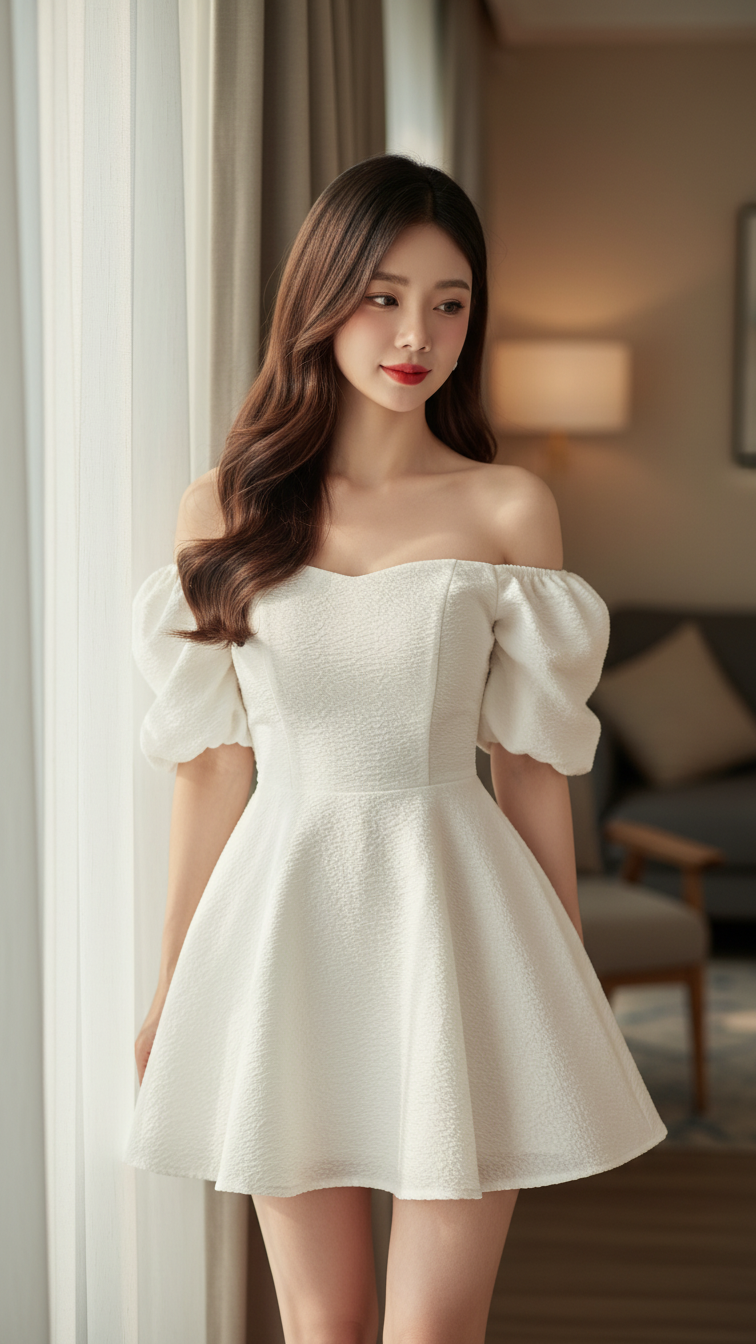 Chân dung thanh lịch của cô gái trẻ trong không gian ấm cúng và tự nhiên