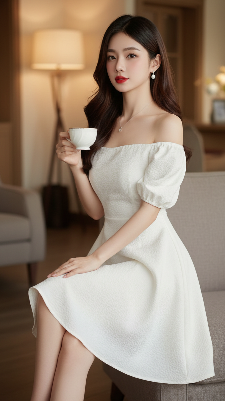 Chân dung nữ thanh lịch giữa không gian sống ấm cúng và phong cách thời trang tinh tế