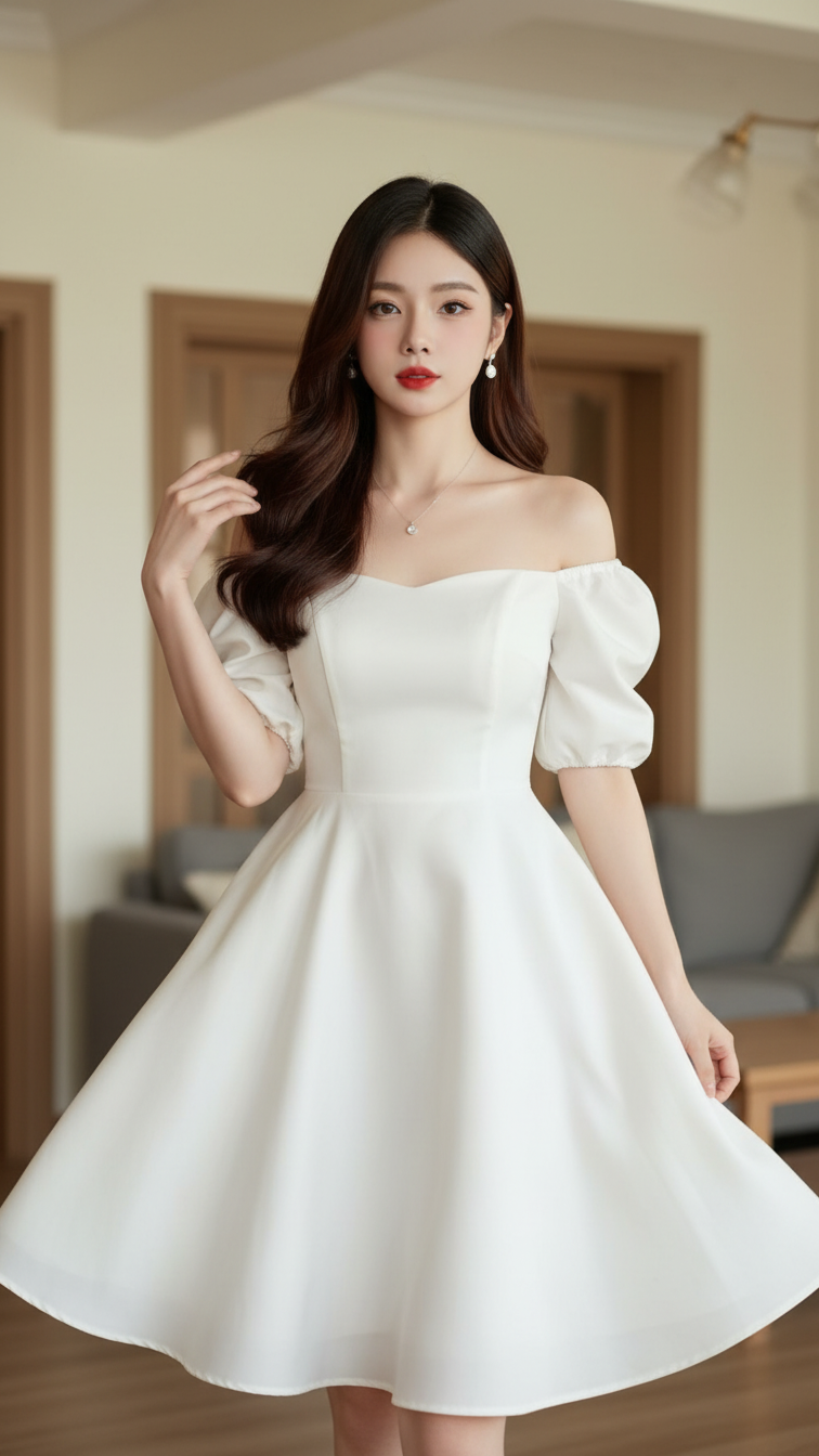 Chân dung thực tế của cô gái trẻ với vẻ đẹp tự nhiên và phong cách thanh lịch