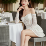 Chân dung cô gái Châu Á thanh lịch giữa không gian quán cà phê sang trọng