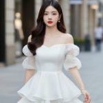 Chân dung thời trang của cô gái trẻ giữa phố sang trọng và hiện đại