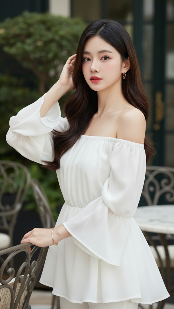 Chân dung quý cô trẻ trung tự tin bên quán cà phê sang trọng