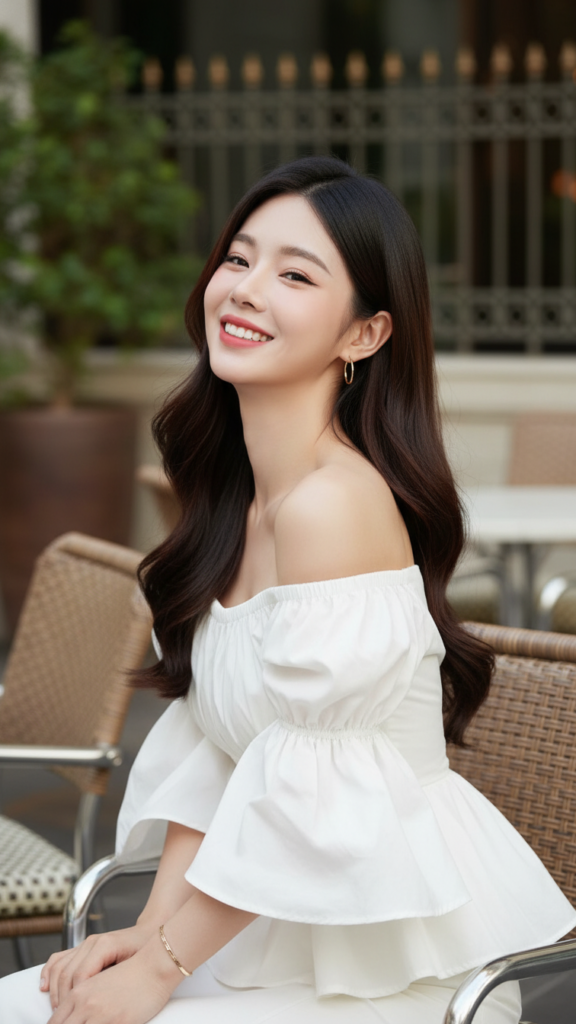 Chân dung cô gái trẻ tự tin và thanh lịch giữa không gian sang trọng