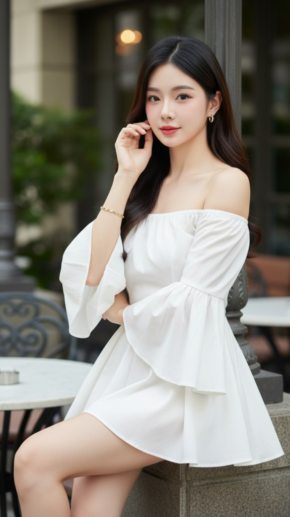 Chân dung thanh lịch của cô gái trẻ giữa không gian cà phê sang trọng