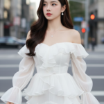 Bức chân dung chân thực của cô gái trẻ thanh lịch trong phố đô thị sang trọng