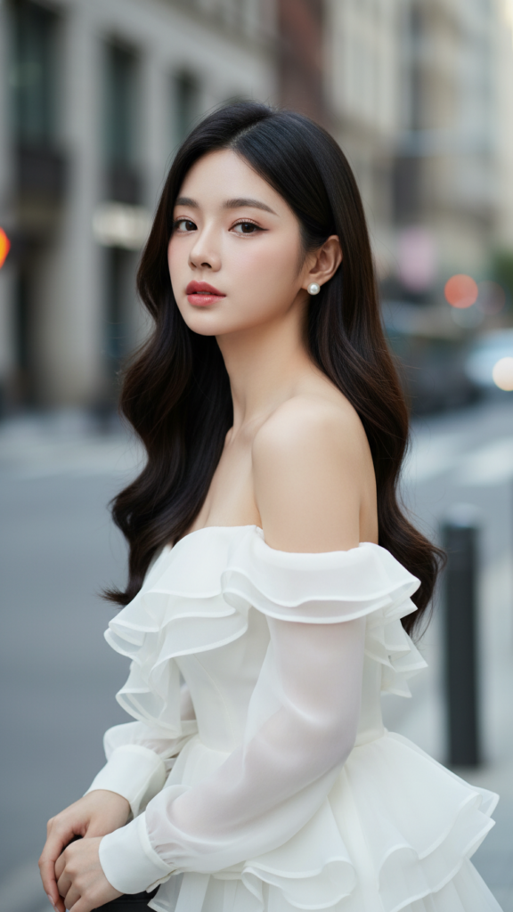 Chân dung cô gái trẻ thanh lịch giữa phố phường hiện đại