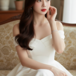 Chân dung thanh lịch của cô gái châu Á trong không gian ấm cúng và tinh tế