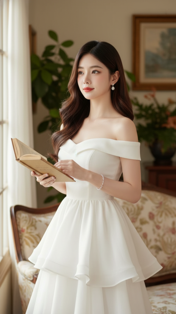 Chân dung cô gái 18 đến 25 tuổi với vẻ đẹp tự nhiên và sang trọng trong không gian trang nhã