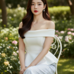 Chân dung nữ thanh lịch với vẻ đẹp tự nhiên giữa khung cảnh sân vườn thơ mộng