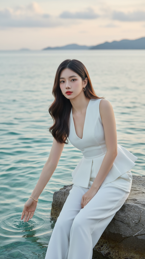 Chân dung cô gái trẻ bên bờ biển với phong cách tự nhiên và sự hòa quyện ánh sáng