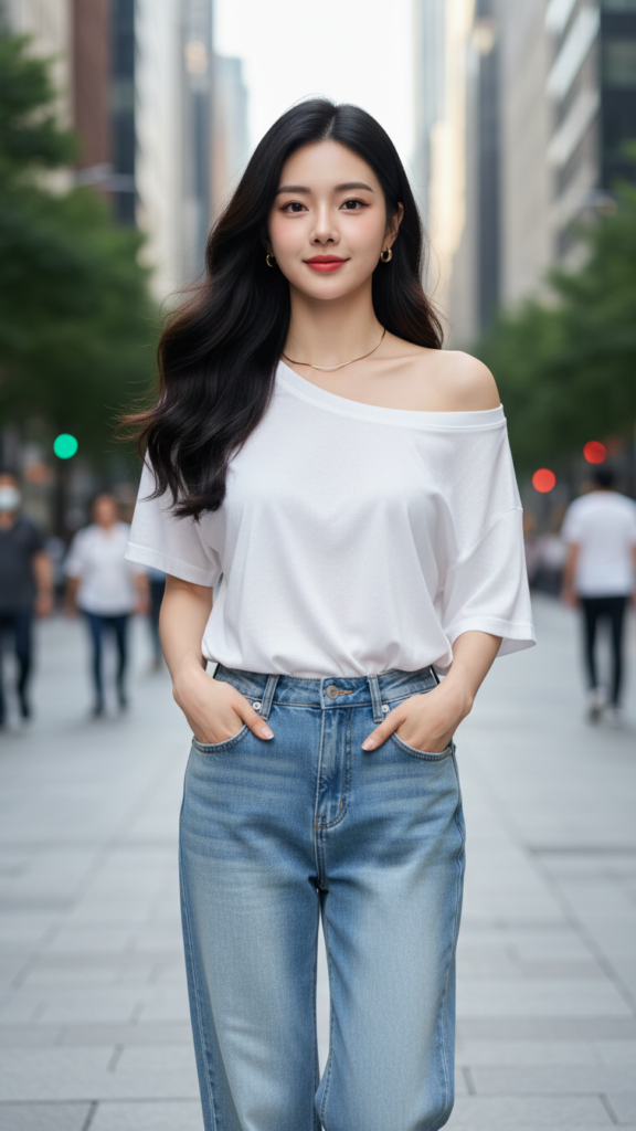 Chân dung cô gái trẻ xinh đẹp trong phố đô thị hiện đại và thanh lịch