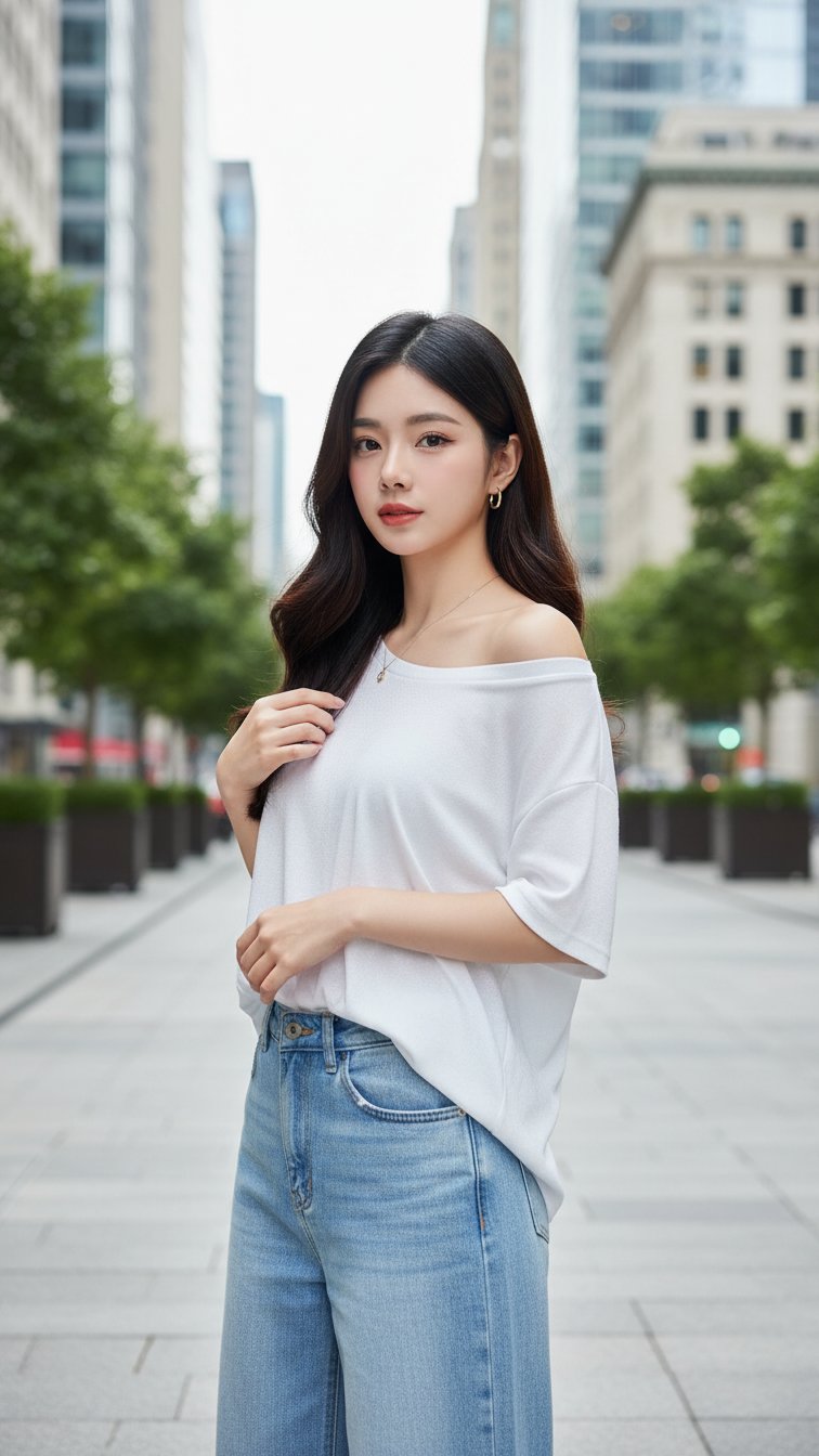 Chân dung trẻ trung và phong cách của cô gái châu Á giữa phố đô thị hiện đại