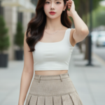 Chân dung thời trang của cô gái trẻ tự tin và thanh lịch trên phố hiện đại