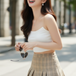 Chân dung thanh lịch của cô gái trẻ giữa phố cổ điển và hiện đại