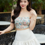 Chân dung thanh lịch của cô gái trẻ trong không gian quán cà phê sang trọng