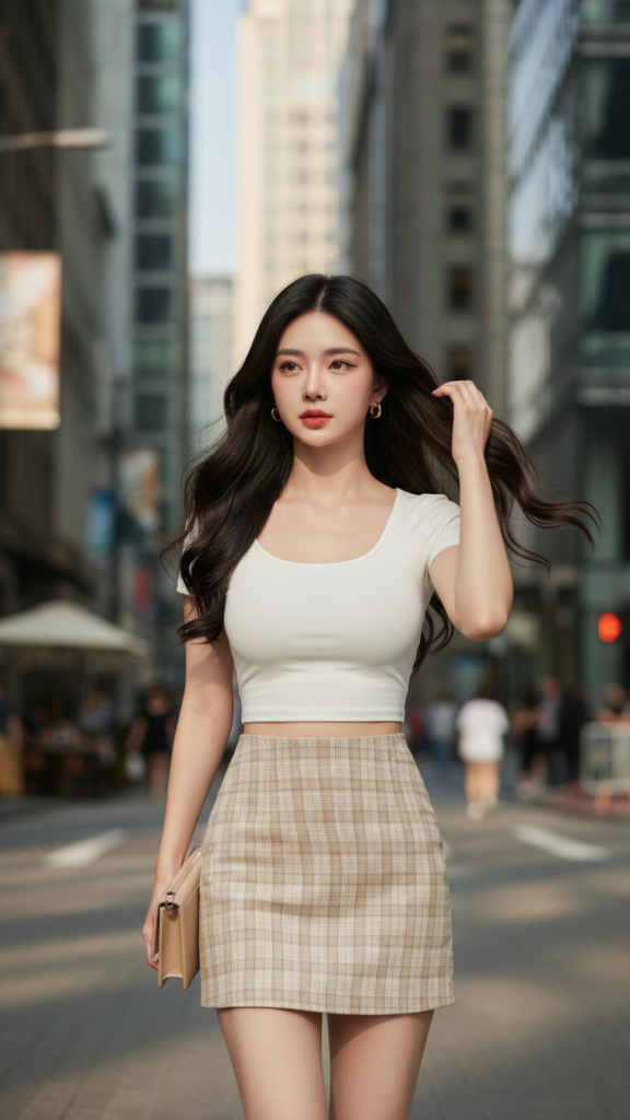 Chân dung thanh lịch của cô gái trẻ giữa phố thị hiện đại