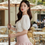 Chân dung cô gái trẻ thanh lịch giữa không gian cafe ngoài trời sang chảnh