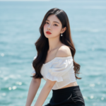 Chân dung thanh lịch của cô gái trẻ bên biển đầy nét tự nhiên và kiêu sa