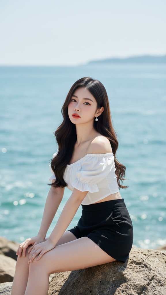 Chân dung thanh lịch của cô gái trẻ bên biển đầy nét tự nhiên và kiêu sa