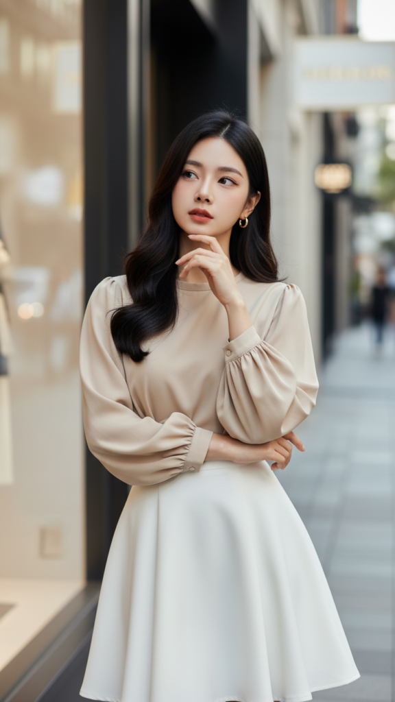 Chân dung thanh lịch của cô gái châu Á trong bức ảnh thời trang đô thị