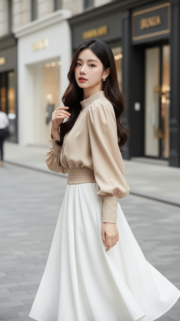 Chân dung cô gái trẻ thanh lịch giữa phố phường hiện đại với thời trang tinh tế